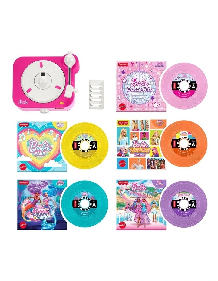 Fisher-Price Barbie Record Player Musical Toy for Preschool Pretend Play, 5 Records & Display Rack image 5