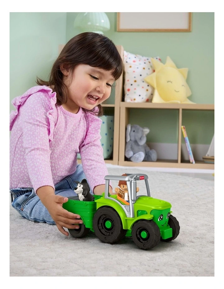 Little People Push & Play Tractor, Musical Toy Farm Vehicle and 2 Figures image 2