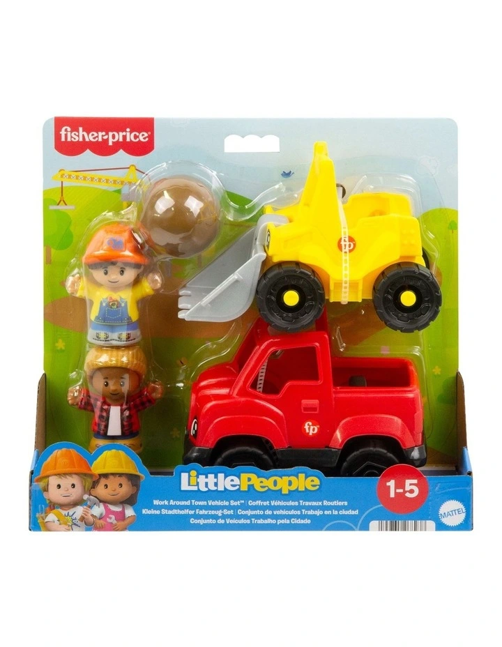 Fisher-Price Little People Work Around Town Vehicle Play Set, 5 Toys for Toddlers & Kids image 1