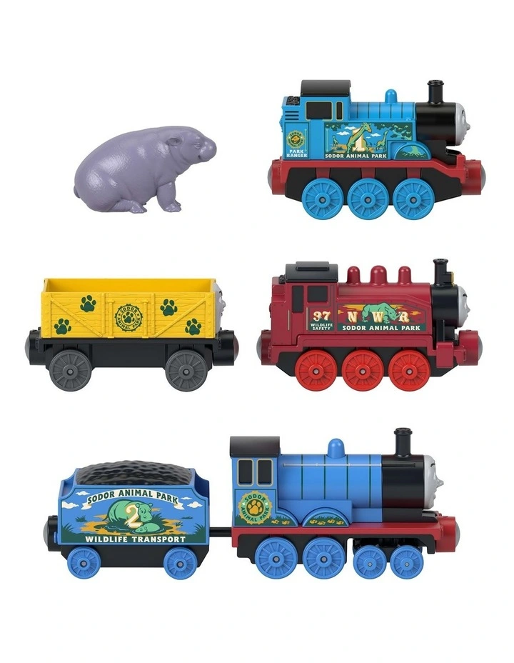 Thomas & Friends by Fisher Price Sodor Animal Park Die-Cast Multipack with Toy Trains & Hippo Toy image 2