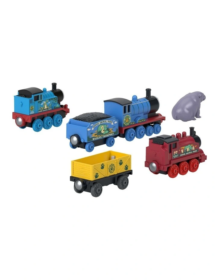 Thomas & Friends by Fisher Price Sodor Animal Park Die-Cast Multipack with Toy Trains & Hippo Toy image 3