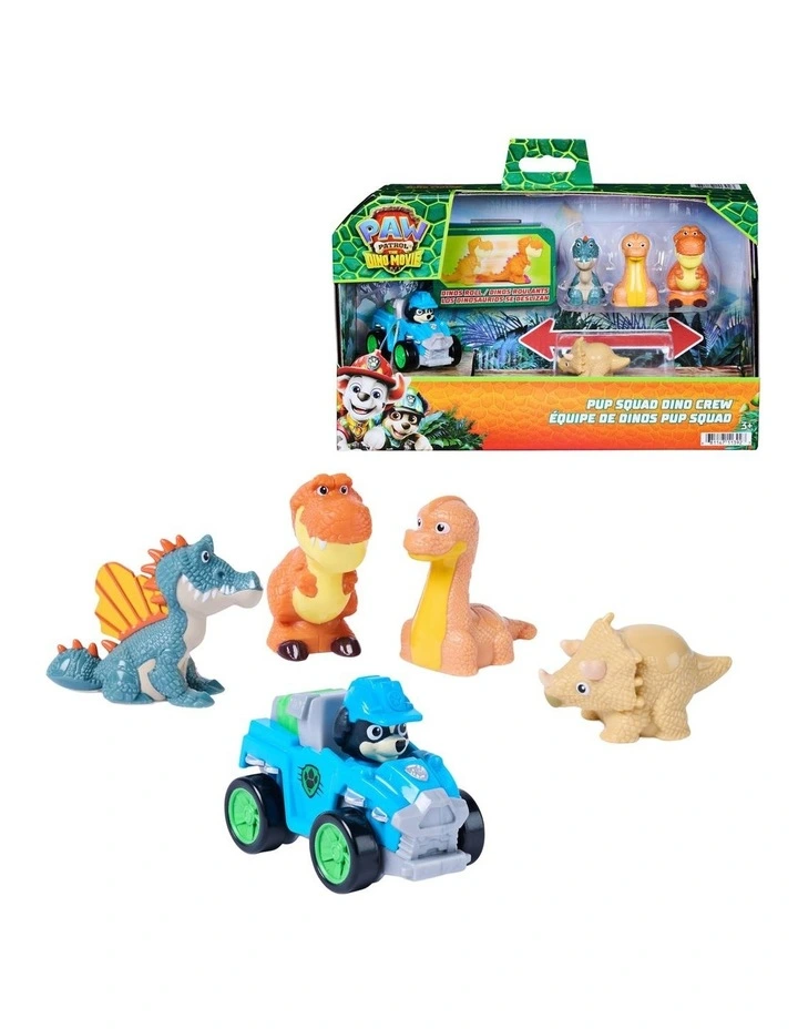 The Dino Movie, Pup Squad Dino Crew with Rex Pup Squad Racer and 4 Rollable Dinosaur Toy Figures, Toys for Ages 3  image 1