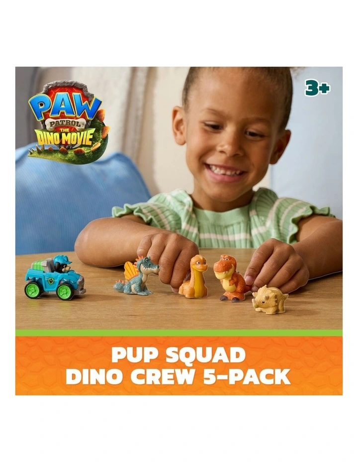 The Dino Movie, Pup Squad Dino Crew with Rex Pup Squad Racer and 4 Rollable Dinosaur Toy Figures, Toys for Ages 3 image 2