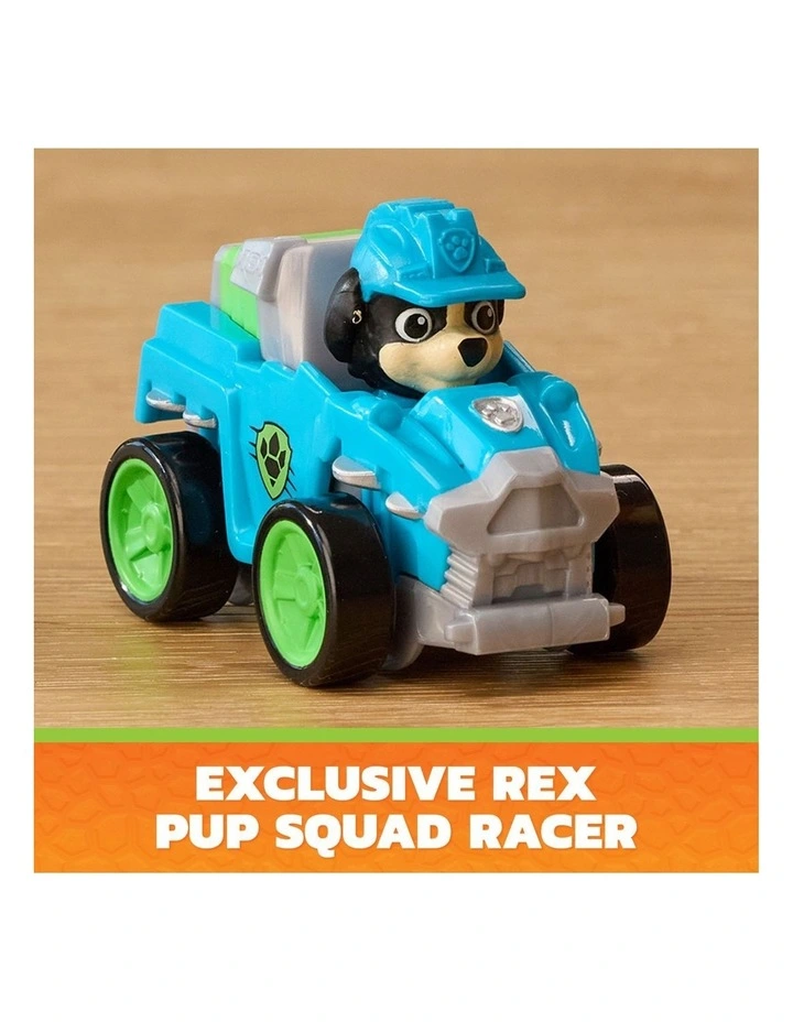 The Dino Movie, Pup Squad Dino Crew with Rex Pup Squad Racer and 4 Rollable Dinosaur Toy Figures, Toys for Ages 3 image 3