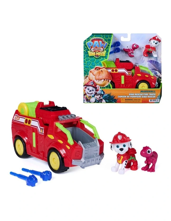 The Dino Movie, Marshall Dino Rescue Firetruck with 360-degree Spinning Projectile Launcher with 2 Figures image 1