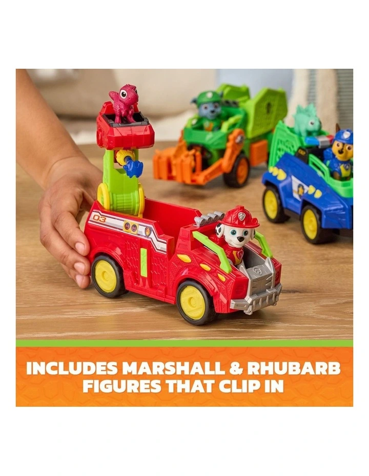 The Dino Movie, Marshall Dino Rescue Firetruck with 360-degree Spinning Projectile Launcher with 2 Figures image 5