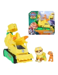 PAW Patrol The Dino Movie, Rubble Dino Rescue Bulldozer with Chomping Action and Articulated Claw, 2 Action Figures & Vehicle