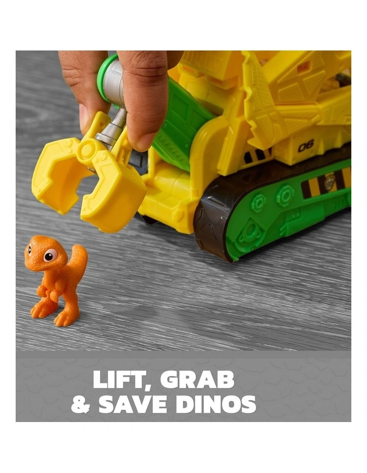PAW Patrol The Dino Movie, Rubble Dino Rescue Bulldozer with Chomping Action and Articulated Claw, 2 Action Figures & Vehicle image 3