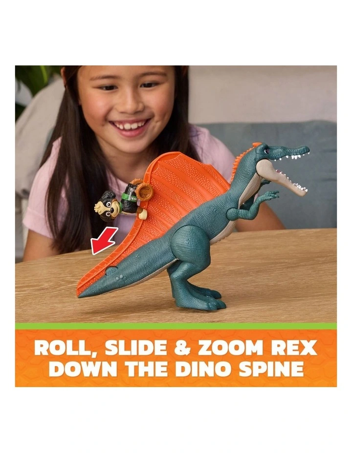 The Dino Movie, Rise & Roll Dino Set, Includes 7-Inch Spinosaurus Dinosaur Toy with Sounds & Rex Action Figure image 3