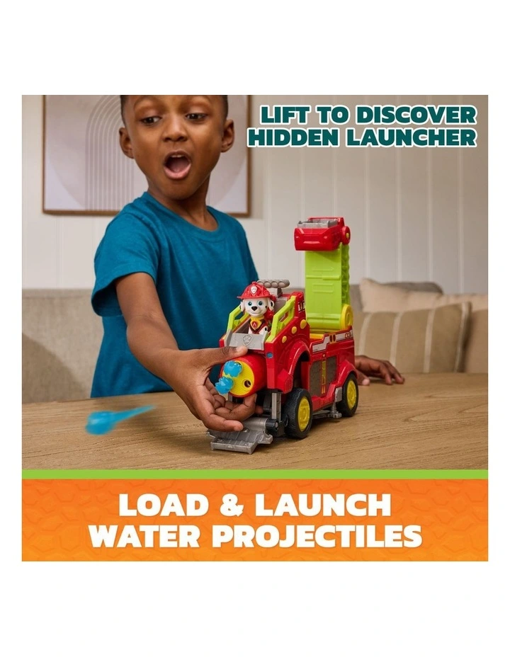 The Dino Movie, Dino Rescue Responder, Over 10-Inch Long Firetruck Toy Car with Marshall Figure & 3 Projectiles image 3