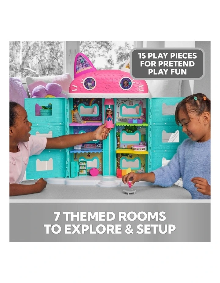 DreamWorks Gabby's Dollhouse Gabby's Meow-mazing Dollhouse,  2 Feet Tall with 15 Pieces - Featuring Lenticular Eyes and Figures image 4