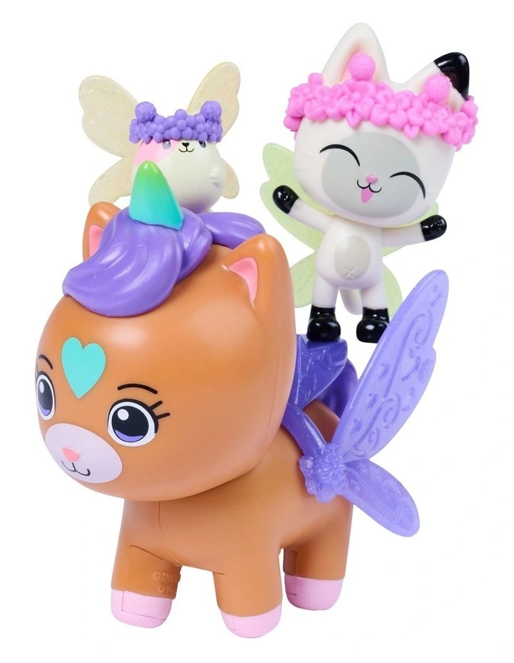 DreamWorks Gabby's Dollhouse Fairylandia MerCat & Kitty Narwhal Fairyflight Adventure Pack, 3 Figures with Wings and Crowns image 4