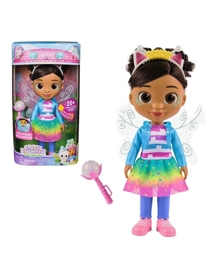 DreamWorks Gabby's Dollhouse Fairylandia Dandelion Magic Gabby Doll with Light-Up Wings, 13-Inch Doll with 20 Sounds and Songs image 1