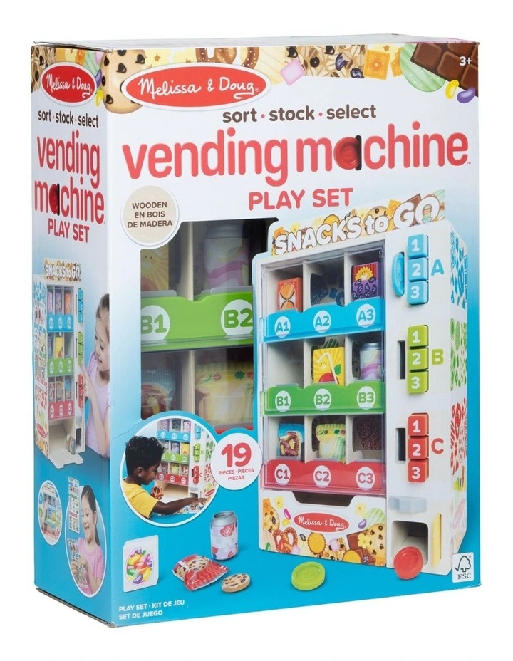 Melissa & Doug Sort, Stock, Select Wooden Vending Machine Play Set, Wooden Toy Play Food For Boys and For Girls 3  image 3