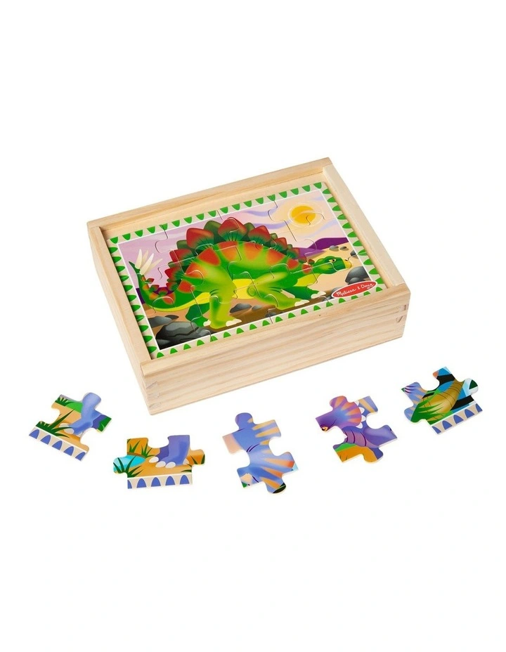 Melissa & Doug Dinosaurs 4-in-1 Wooden Jigsaw Puzzles in a Storage Box (48 pcs) image 1