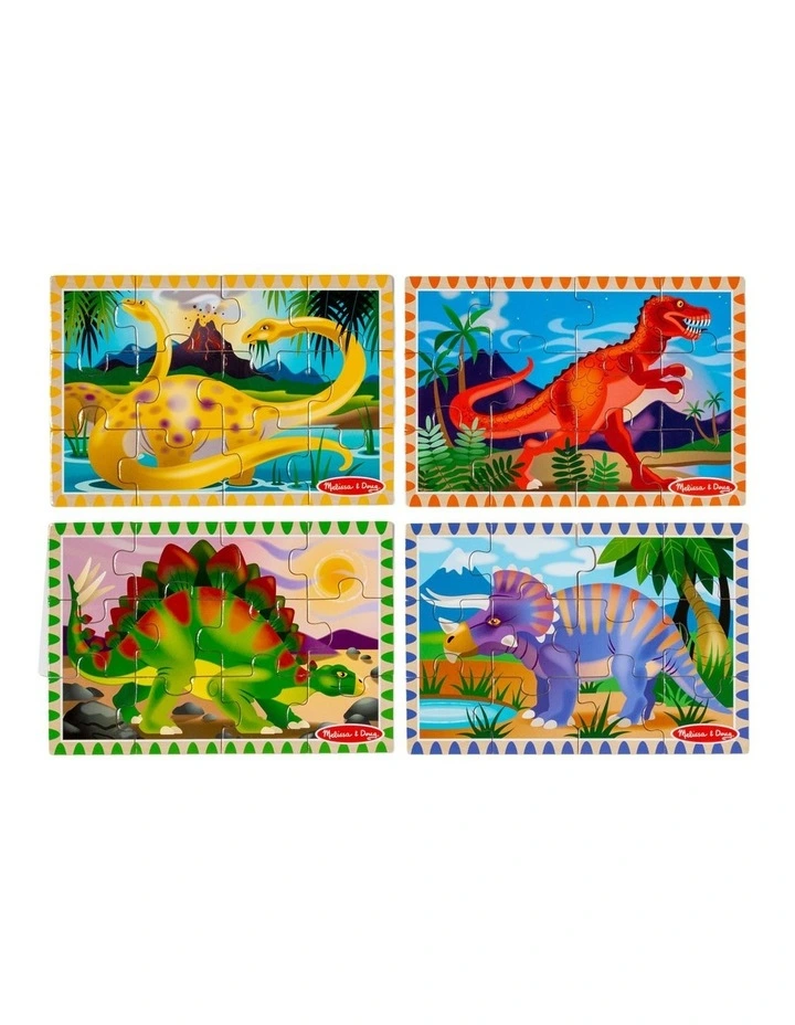 Melissa & Doug Dinosaurs 4-in-1 Wooden Jigsaw Puzzles in a Storage Box (48 pcs) image 2
