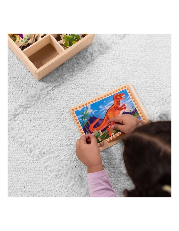 Melissa & Doug Dinosaurs 4-in-1 Wooden Jigsaw Puzzles in a Storage Box (48 pcs) image 3