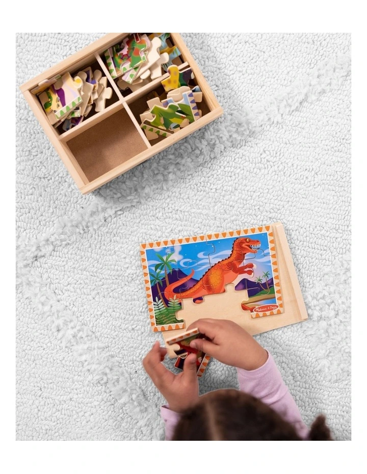 Melissa & Doug Dinosaurs 4-in-1 Wooden Jigsaw Puzzles in a Storage Box (48 pcs) image 5