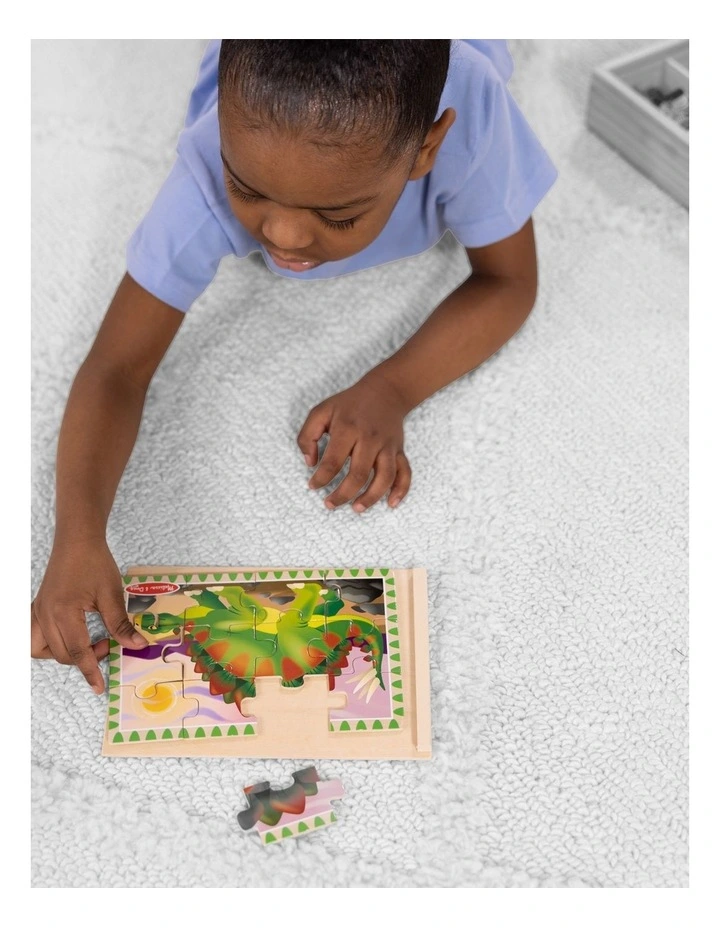 Melissa & Doug Dinosaurs 4-in-1 Wooden Jigsaw Puzzles in a Storage Box (48 pcs) image 6