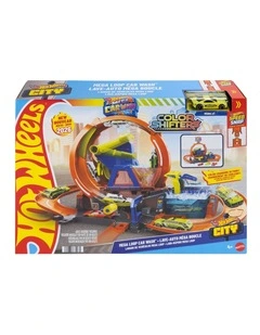 Hot Wheels City Mega Loop Car Wash Playset & 1 Hot Wheels Color Shifters in 1:64 Scale