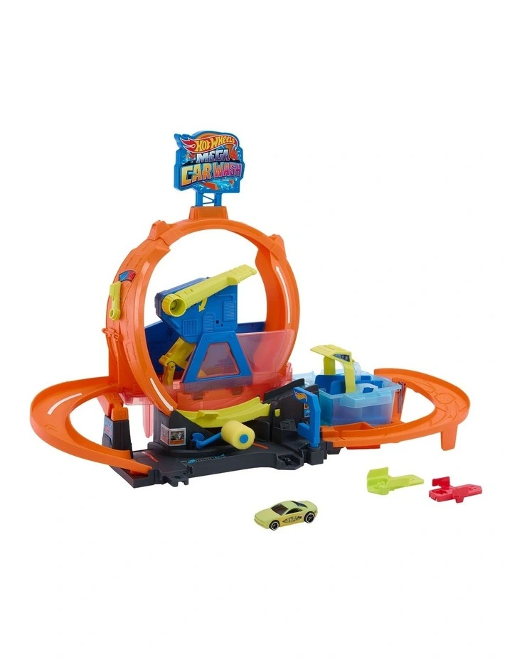 Hot Wheels City Mega Loop Car Wash Playset & 1 Hot Wheels Color Shifters in 1:64 Scale image 2