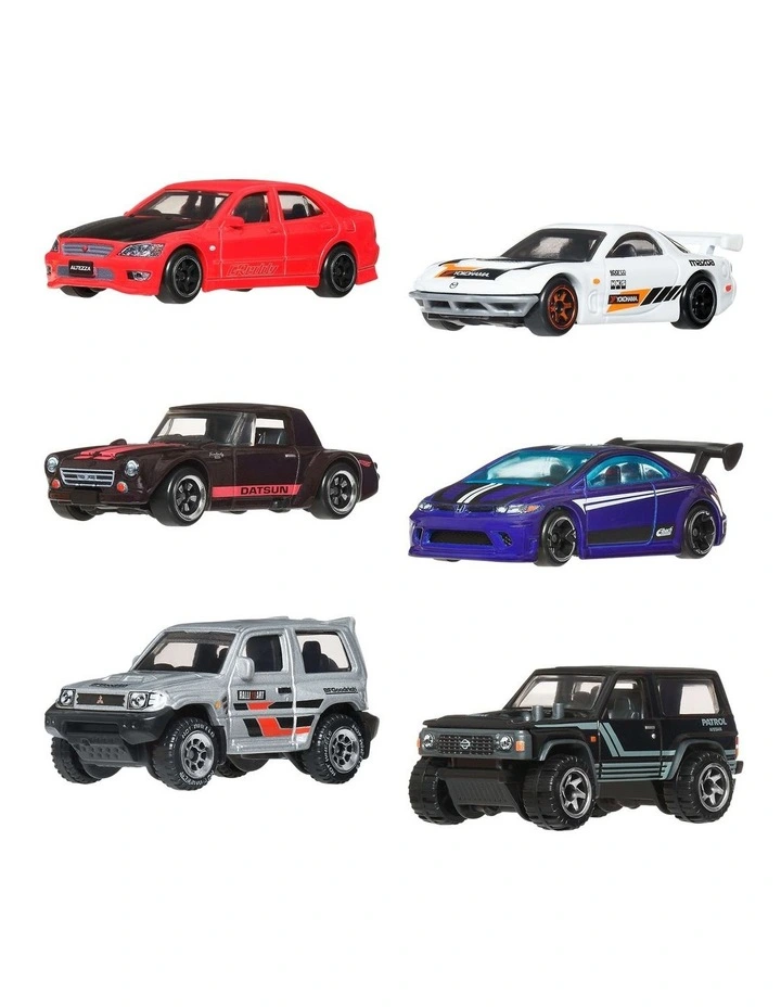 Hot Wheels 1:64 Scale Die-Cast Toy Cars, Set of 6 Japanese Vehicles Assortment image 1