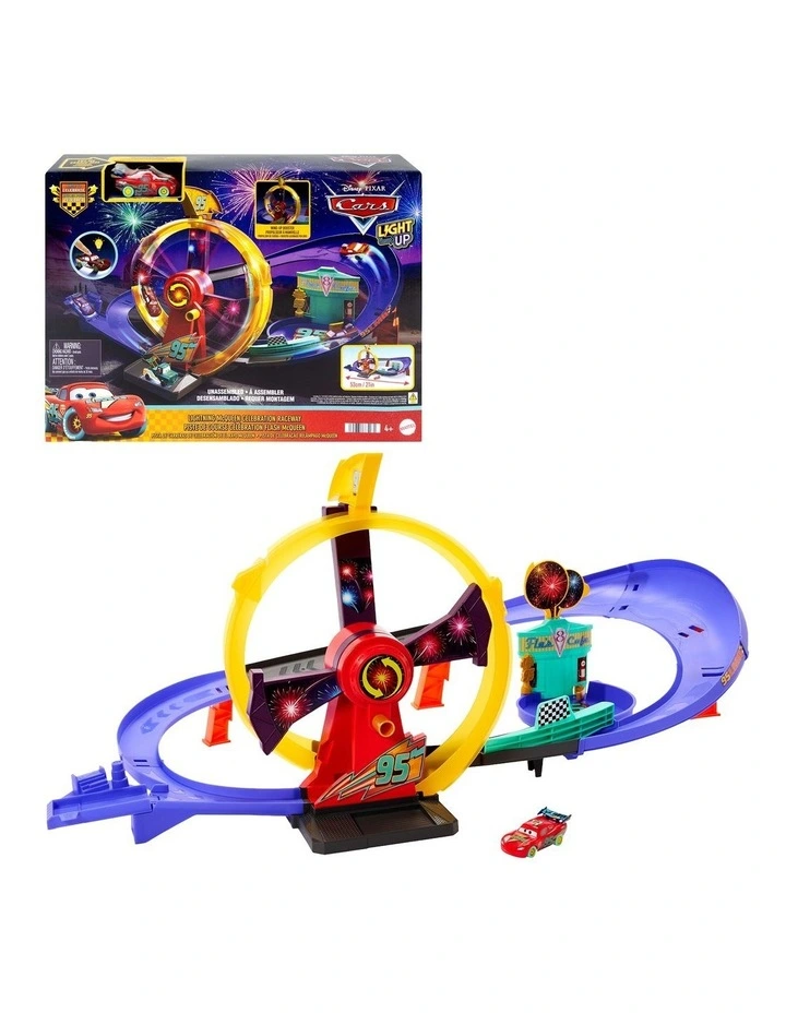 Disney and Pixar Cars Race to Celebrate Lightning McQueen Celebration Raceway Playset & Toy Car image 1