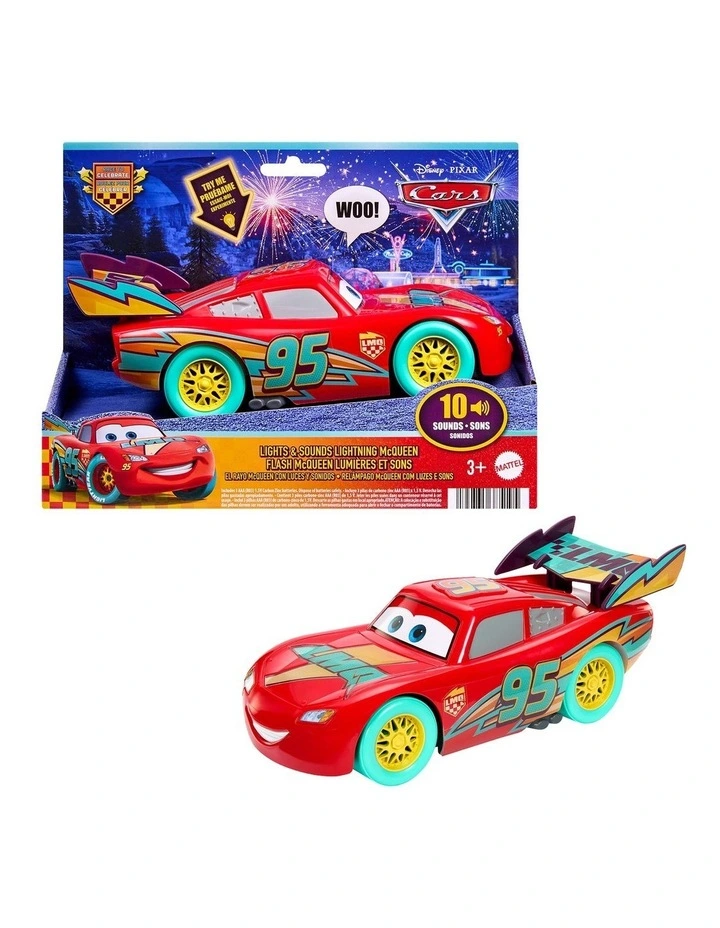 Disney And Pixar Cars Race to Celebrate Lights & Sounds Lightning McQueen, Large-Scale Toy Vehicle image 1