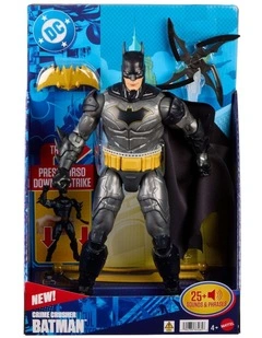 DC Crime Crusher Batman Action Figure, 25 Plus Phrases & Sounds, Articulation, 4 Weapons
