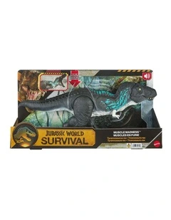 Jurassic World Muscle Madness Tyrannosaurus Rex Action Figure, T-Rex with Grow Feature & Roar