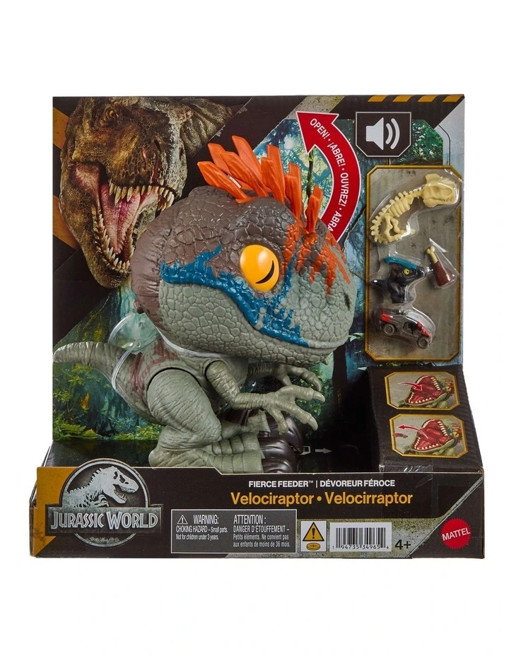Jurassic World Fierce Feeder Velociraptor Dinosaur with Swallow and Spit Interactive Feature image 1