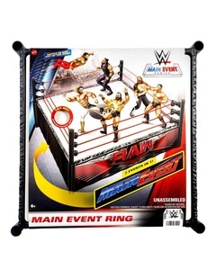 WWE Superstar Ring with Labels for Main Event & RAW, Spring-Loaded with Elastic Ring Ropes