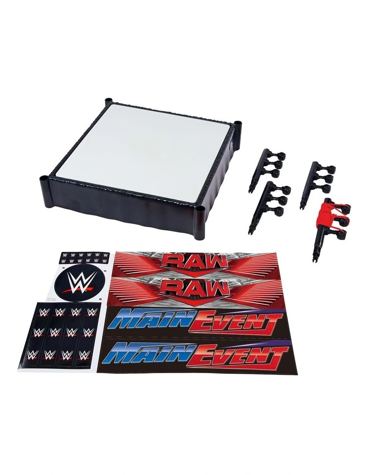 WWE Superstar Ring with Labels for Main Event & RAW, Spring-Loaded with Elastic Ring Ropes image 2