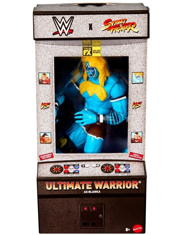 WWE x Street Fighter Ultimate Warrior Action Figure & Accessories, 6-inch Collectible Player 2 Mashup Set image 1