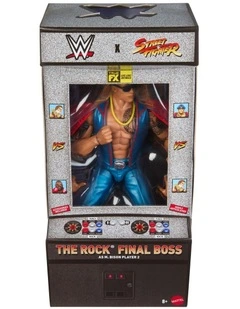 WWE x Street Fighter The Rock Final Boss Action Figure & Accessories, 6-inch Collectible M. Bison Player 2 Mashup Set