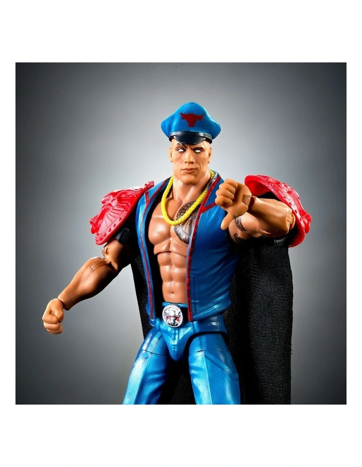 WWE x Street Fighter The Rock Final Boss Action Figure & Accessories, 6-inch Collectible M. Bison Player 2 Mashup Set image 3