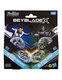 Beyblade X and Marvel Collab Doctor Doom 0-80LO vs. Mister Fantastic 9-65A