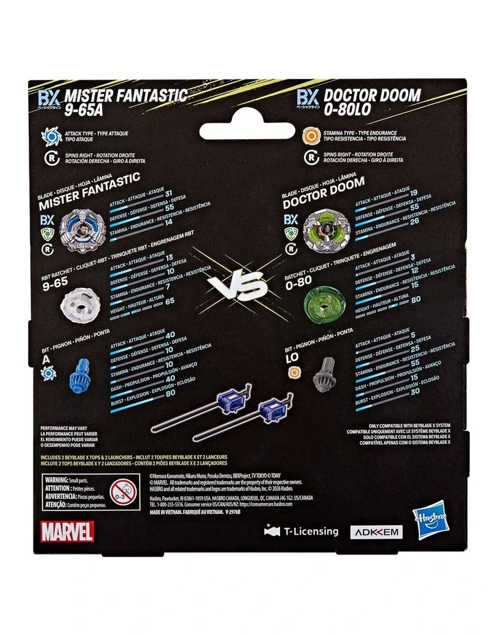 Beyblade X and Marvel Collab Doctor Doom 0-80LO vs. Mister Fantastic 9-65A image 2