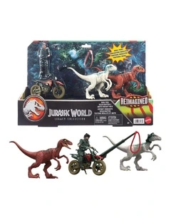Jurassic World Reimagined Motorcycle Owen Grady & Raptors & Tools Retro Pack