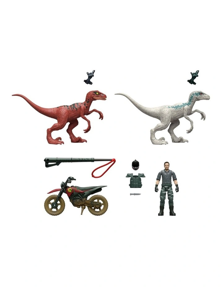 Jurassic World Reimagined Motorcycle Owen Grady & Raptors & Tools Retro Pack image 2