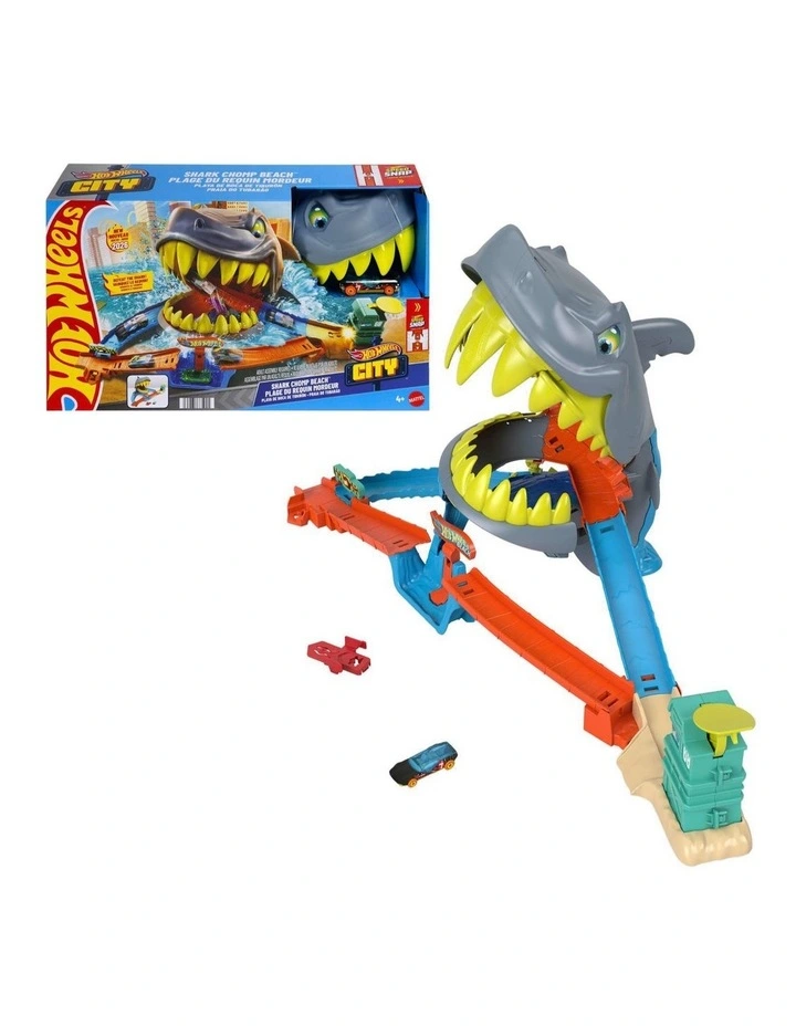 City Shark Chomp Beach Playset & 1:64 Scale Die-Cast Car image 1