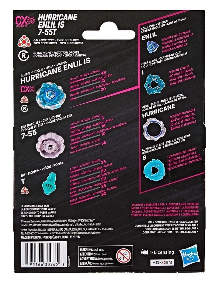 Beyblade X Hurricane Enlil IS 7-55T CX Infinity Starter Pack Set image 2