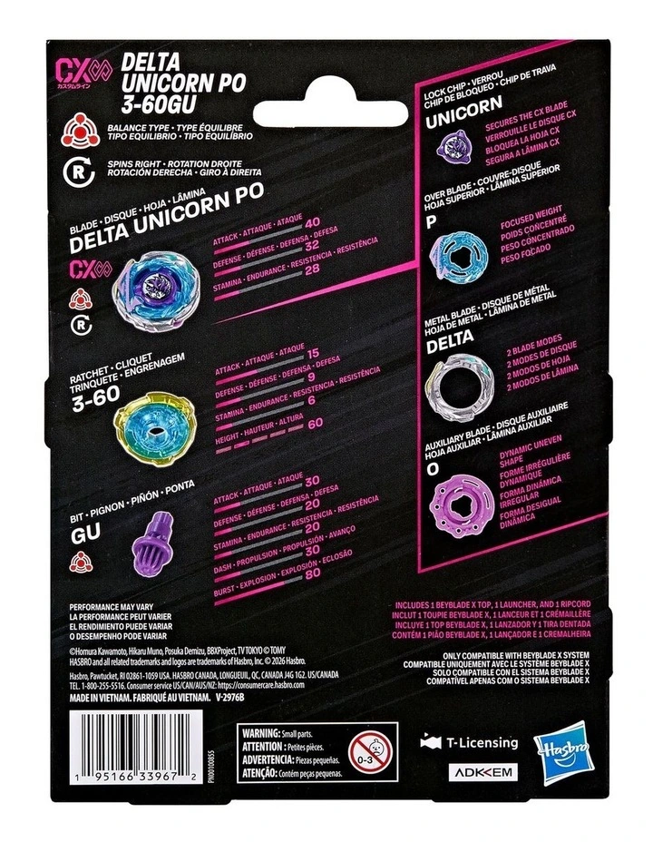Beyblade X Delta Unicorn PO 3-60GU CX Infinity Starter Pack Set image 2