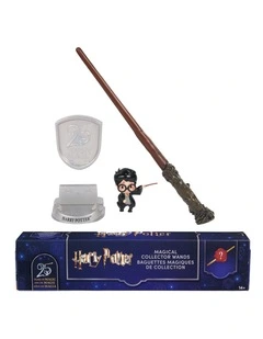 Wizarding World Harry Potter, 25 Years of Magic Magical Collector Mystery Wand with Display Stand and Character Figures