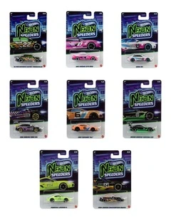 Hot Wheels Cars, Neon Speeders, 1 Die-Cast Toy Car with Neon Designs