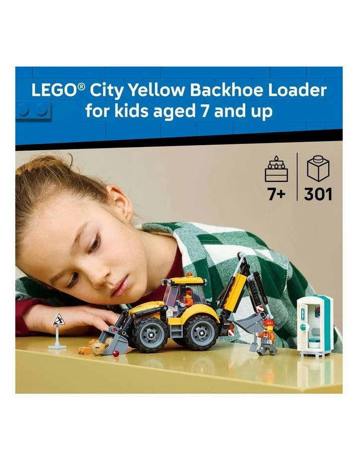 City Yellow Backhoe Loader Building Toy 60480 image 2