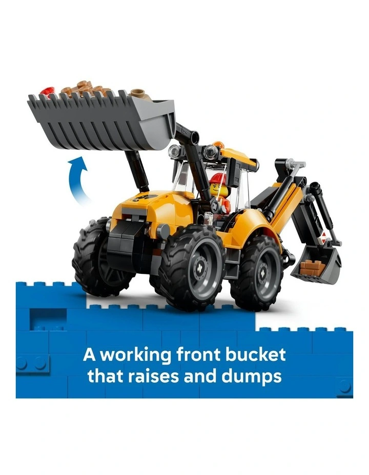 City Yellow Backhoe Loader Building Toy 60480 image 3