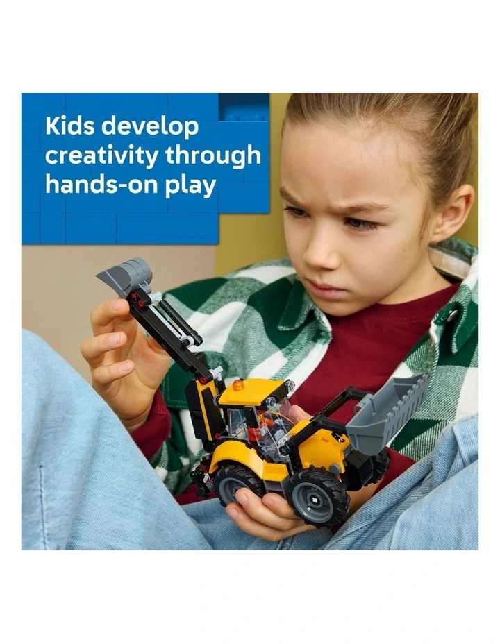 City Yellow Backhoe Loader Building Toy 60480 image 4