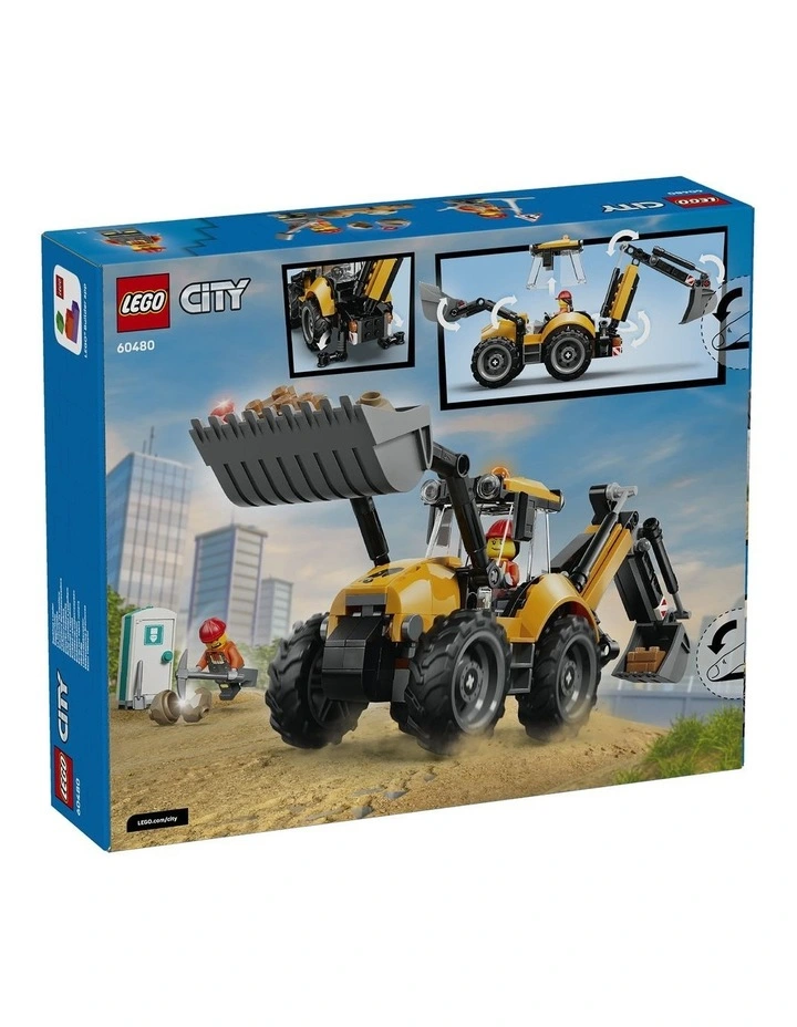 City Yellow Backhoe Loader Building Toy 60480 image 7