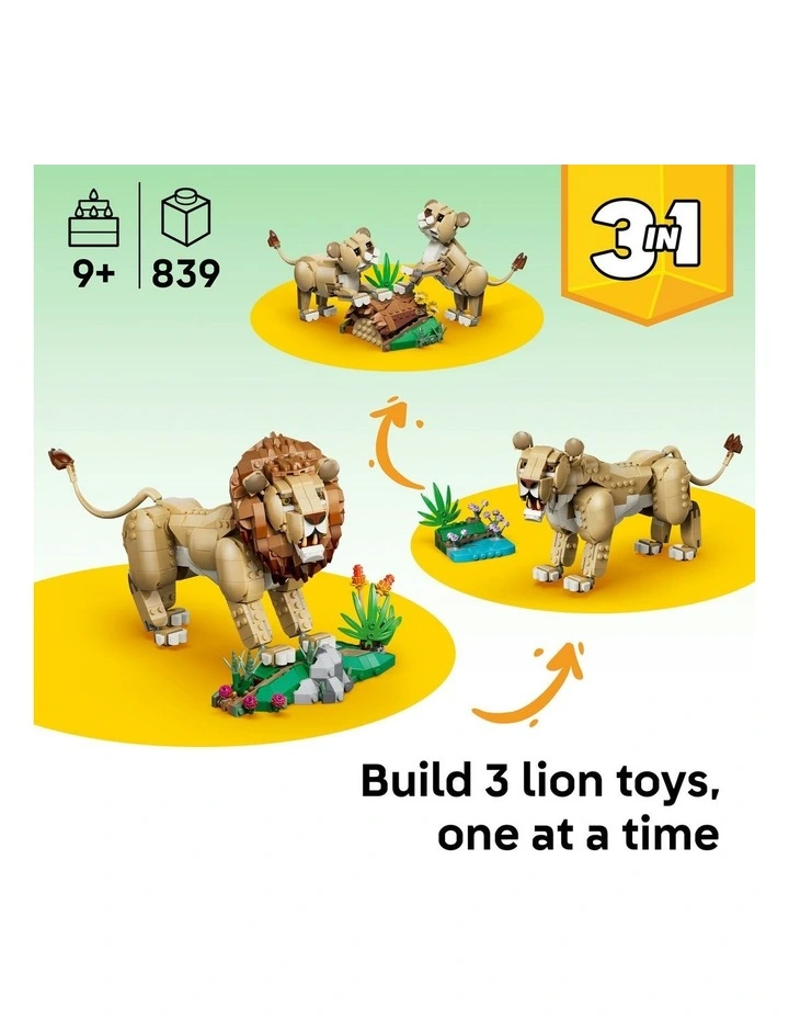 3 in 1 Wild Animals Creator Majestic Lion Building Set 31386 image 2